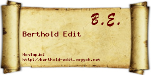 Berthold Edit névjegykártya